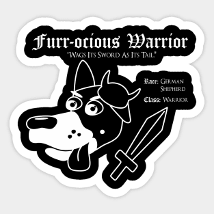 RPG Dog Class - Warrior (Furr-ocious Warrior) Sticker